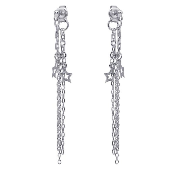 Silver 925 Multiple Wire Dangling Star Earrings - Picture 1 of 9